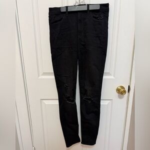 Black Distressed American Eagle Skinny Jegging Size 10 Long